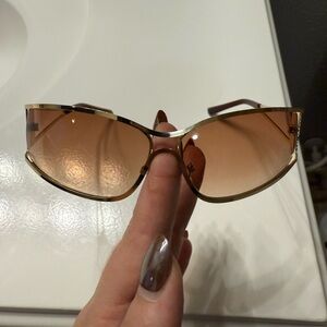 Gold and Brown Women's Sunglasses